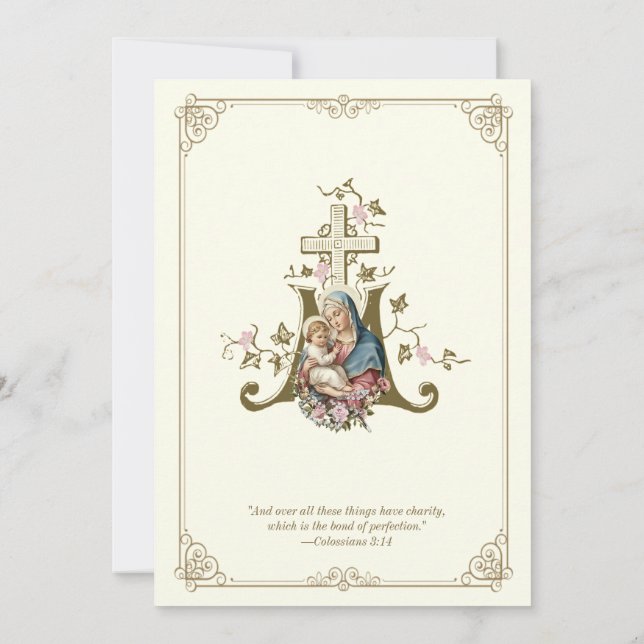 Katholische Gold Mary & Jesus Wedding Einladung (Rückseite)