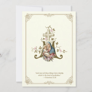 Katholische Gold Mary & Jesus Wedding Einladung