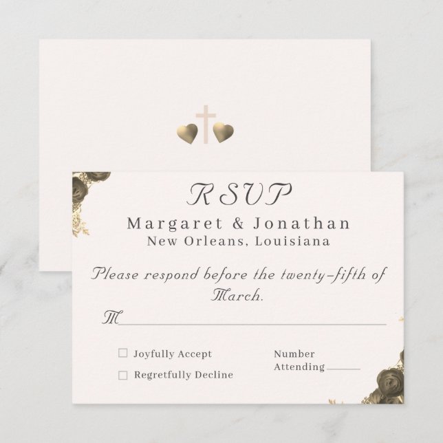 Katholische Grace Wedding RSVP Karte (Vorne/Hinten)