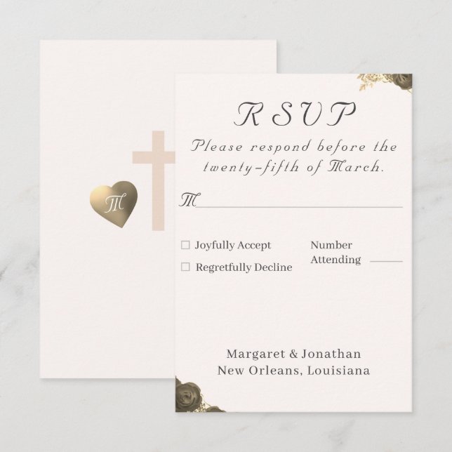 Katholische Grace Wedding RSVP Karte (Vorne/Hinten)