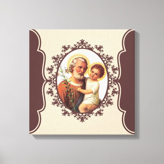 Katholische Heilige Joseph mit Kind Jesus Leinwanddruck (Vorderseite)