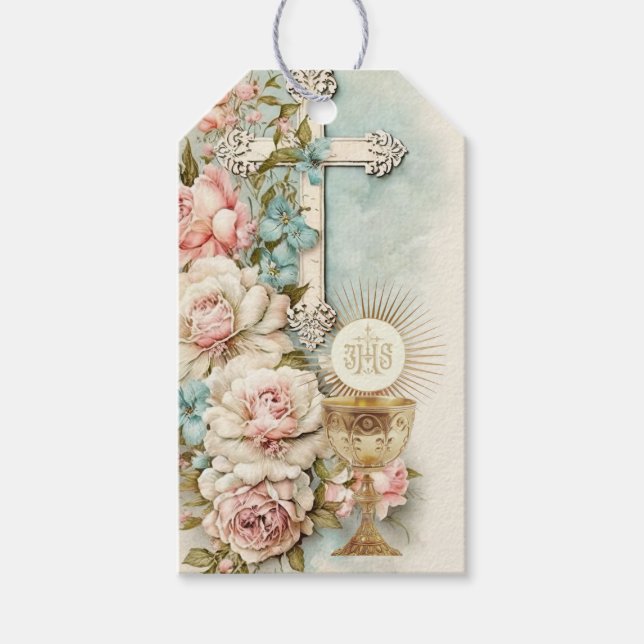 Katholische Heilige Kommune Vintage Blumenbeete Geschenkanhänger (Vorderseite)