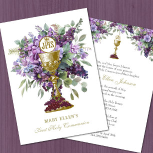 Katholische Heilige Kommunion Elegant Blumeneuchar Einladung