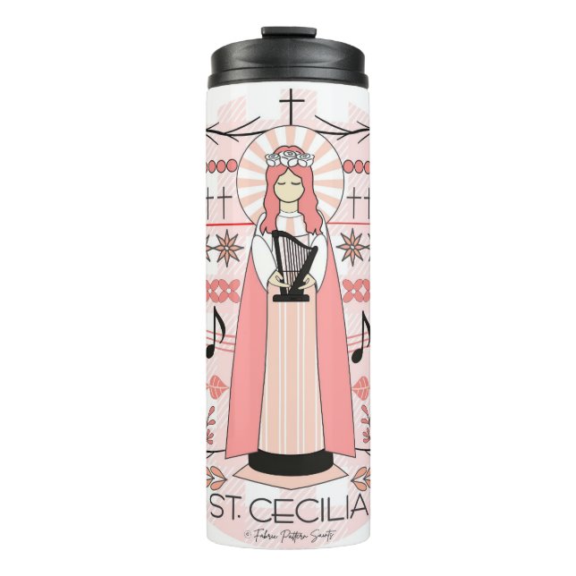 Katholische Heilige Thermaltumbler: St. Cecilia Thermosbecher (Vorderseite)