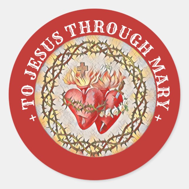 Katholische Herzen Jesu Jungfrau Maria Religiöse Runder Aufkleber (Vorderseite)