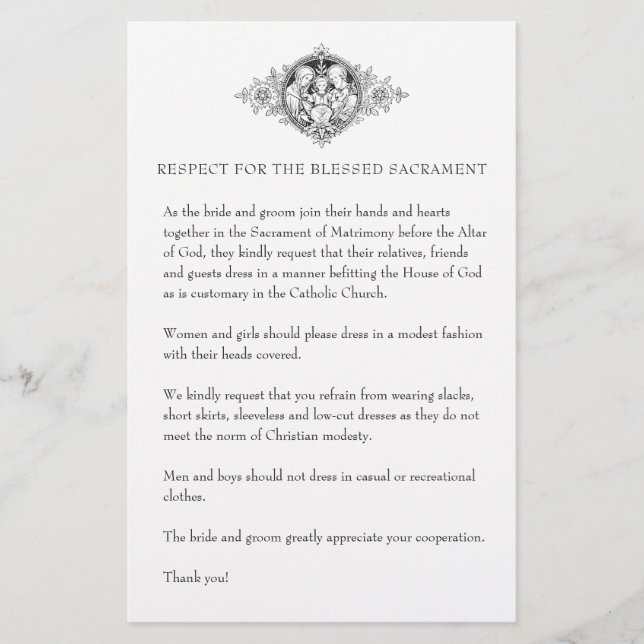 Katholische Hochzeit bescheidene Kirchenbekleidung Briefpapier (Vorderseite)