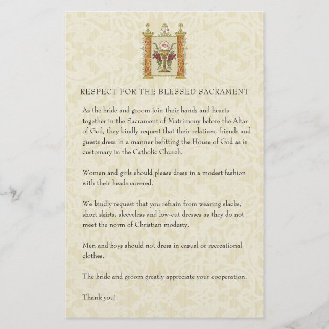Katholische Hochzeit bescheidene Kirchenbekleidung Briefpapier (Vorderseite)