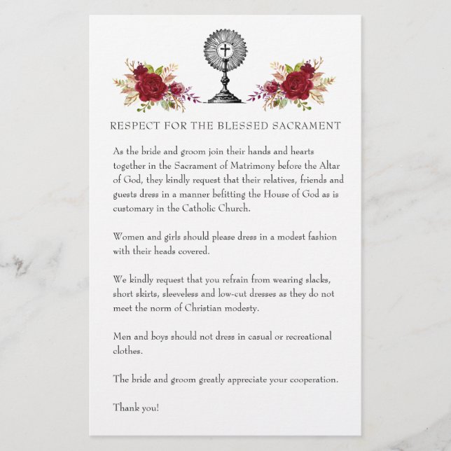 Katholische Hochzeit bescheidene Kirchenbekleidung Briefpapier (Vorderseite)