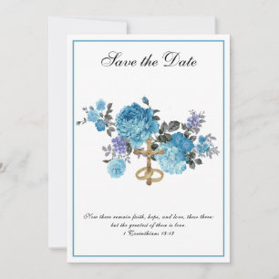 Katholische Hochzeit Blaue Blumen Religiös Save The Date