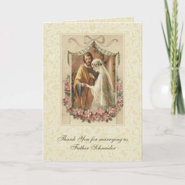 Katholische Hochzeit Danke für den Priester Karte (Vorderseite)