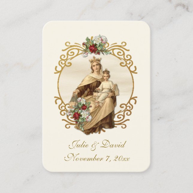 Katholische Hochzeit Elegante Gunst Heilige Karte (Vorderseite)
