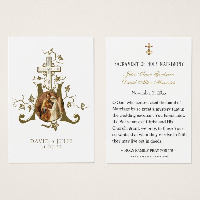 Katholische Hochzeit Heilige Karte Marian Cross (Vorne & Hinten)