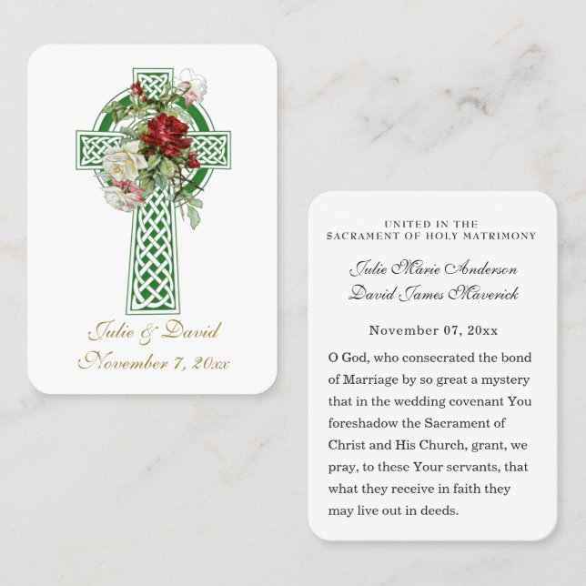 Katholische Hochzeit Irish Cross Gunst Heilige Kar Visitenkarte (Vorne/Hinten)