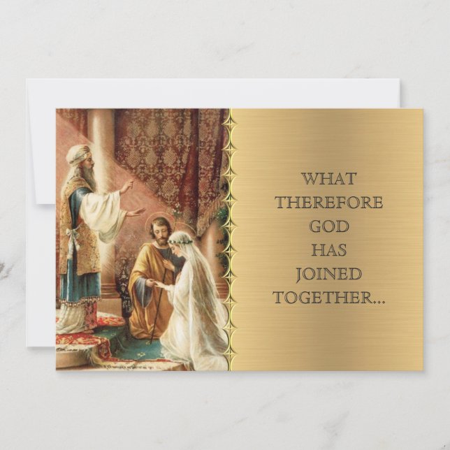 Katholische Hochzeit Mary Joseph Gold Einladung (Vorderseite)