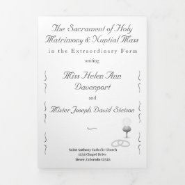 Katholische Hochzeit Nuptial Grace Dreifach-gefaltete Programmkarte
