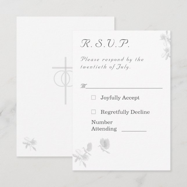 Katholische Hochzeitsaktionskarte der Nuptial Unit RSVP Karte (Vorne/Hinten)