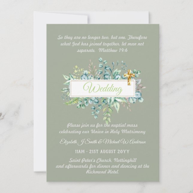 Katholische Hochzeitseinladungen Botanische Vegeta (Vorderseite)