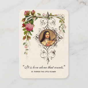 Katholische Hochzeitsgunst St. Therese Vintage Ros Visitenkarte