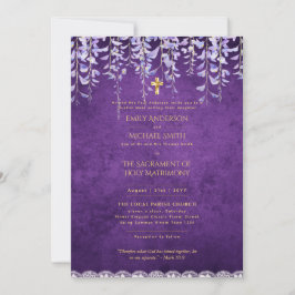 Katholische Hochzeitsheirat Lila Wisteria Einladung