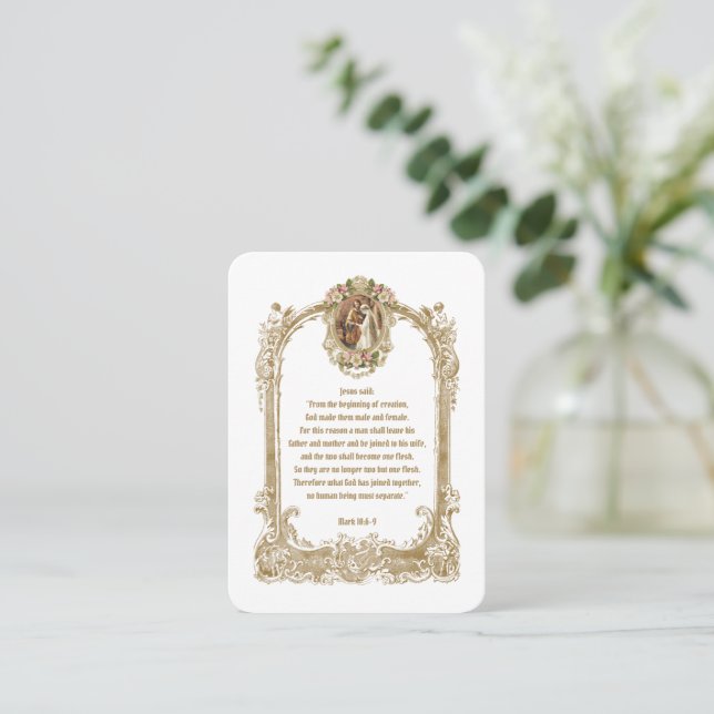 Katholische Hochzeitskarte Platzkarte (Stehend Vorderseite)