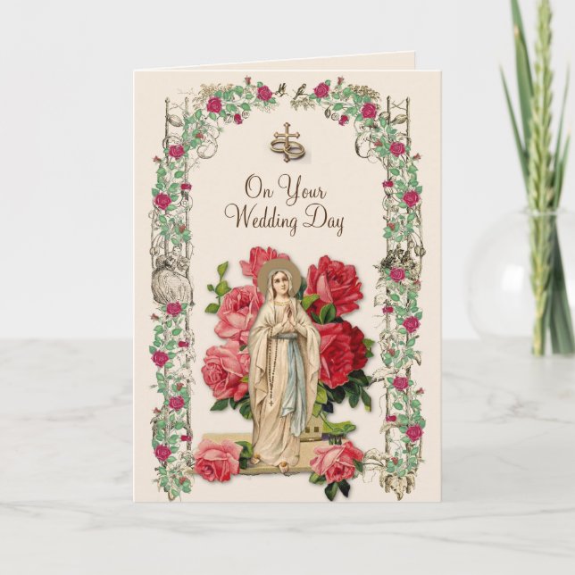 Katholische Hochzeitsschule Jungfrau Mary Rosary V Karte (Vorderseite)