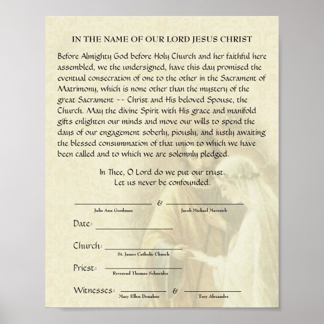 katholische Hochzeitsstiftung Verlobung Betrothal  Poster (Vorne)