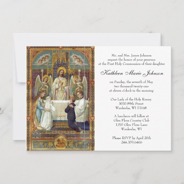Katholische Jesus Erste Kommunion Einladungen (Vorderseite)