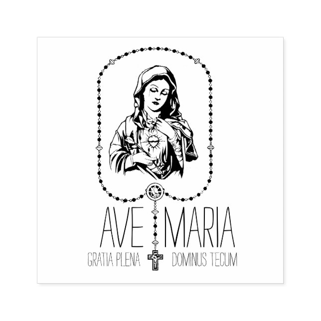 Katholische Jungfrau HAIL MARY Rosary Religious Gummistempel (Prägung)