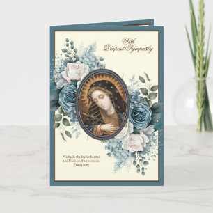 Katholische Jungfrau Maria Blaue Blumen Sympathie  Karte