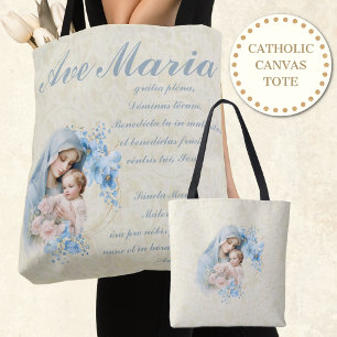 Katholische Jungfrau Maria Jesus Blaue Blumen Ave Tasche
