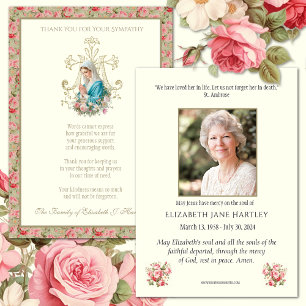 Katholische Jungfrau Mary Beileid Beerdigung Dankeskarte