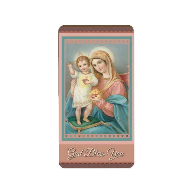 Katholische Jungfrau Mary Child Jesus Adressaufkleber (Vorne)
