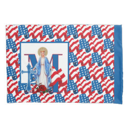 Katholische Jungfrau Mary Cross American Flag Reli Kissenbezug