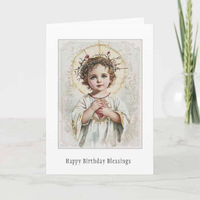 Katholische Jungfrau Mary Floral Geburtskarte Karte (Vorderseite)