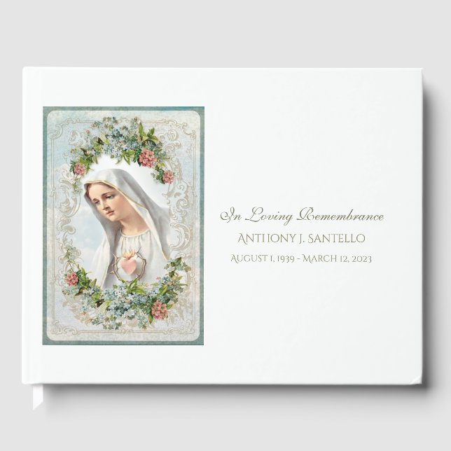 Katholische Jungfrau Mary Floral Memorial Beerdigu Gästebuch (Vorderseite)