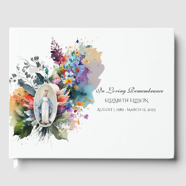 Katholische Jungfrau Mary Floral Memorial Beerdigu Gästebuch (Vorderseite)