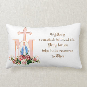 Katholische Jungfrau Mary Floral Religious Cross Lendenkissen