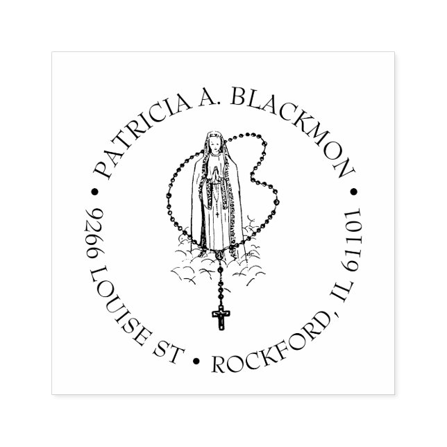 Katholische Jungfrau Mary Heiligen Rosary Fatima R Gummistempel (Prägung)