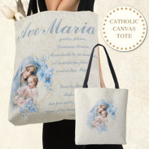 Katholische Jungfrau Mary Jesus Blue Floral Ave Ma