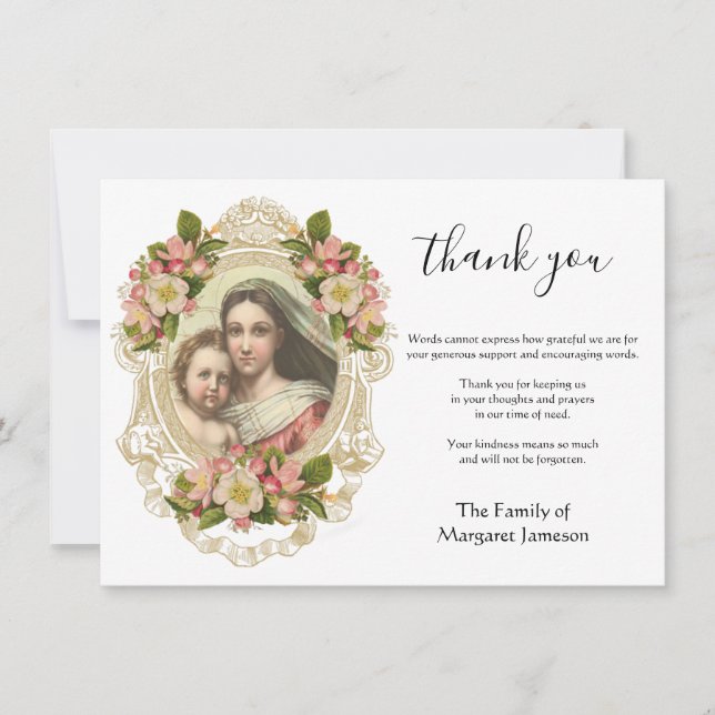 Katholische Jungfrau Mary Jesus Rosary Beileid Dankeskarte (Vorderseite)
