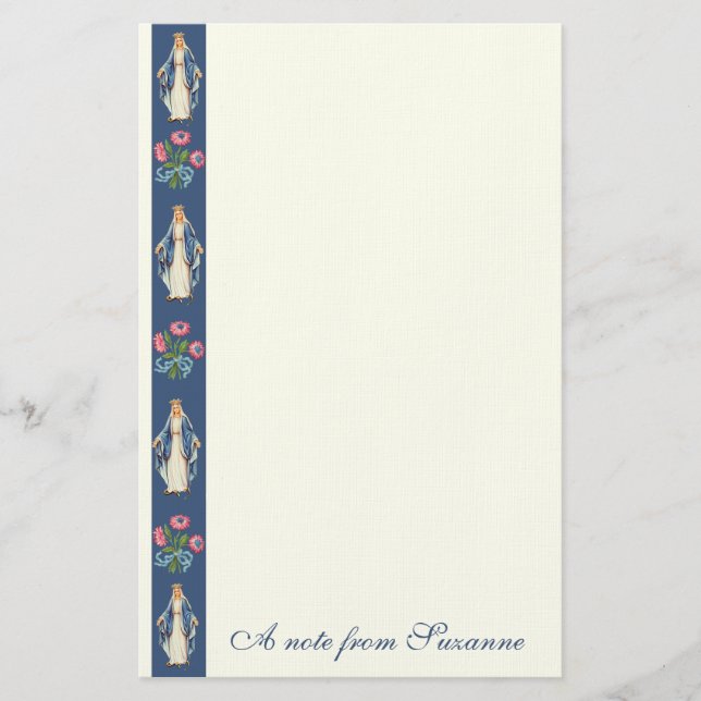 Katholische Jungfrau Mary Religious Floral Briefpapier (Vorderseite)