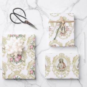 Katholische Jungfrau Mary Religious Jesus Bloral  Geschenkpapier Set