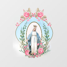 Katholische Jungfrau Mary Vintag Religiöse Roses 