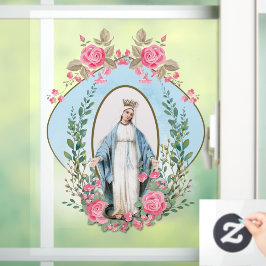Katholische Jungfrau Mary Vintag Religiöse Roses  Fensteraufkleber