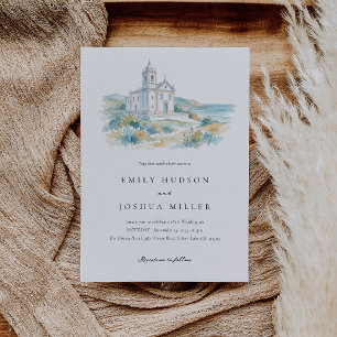 Katholische Kirche Aquarell-Hochzeit Einladung