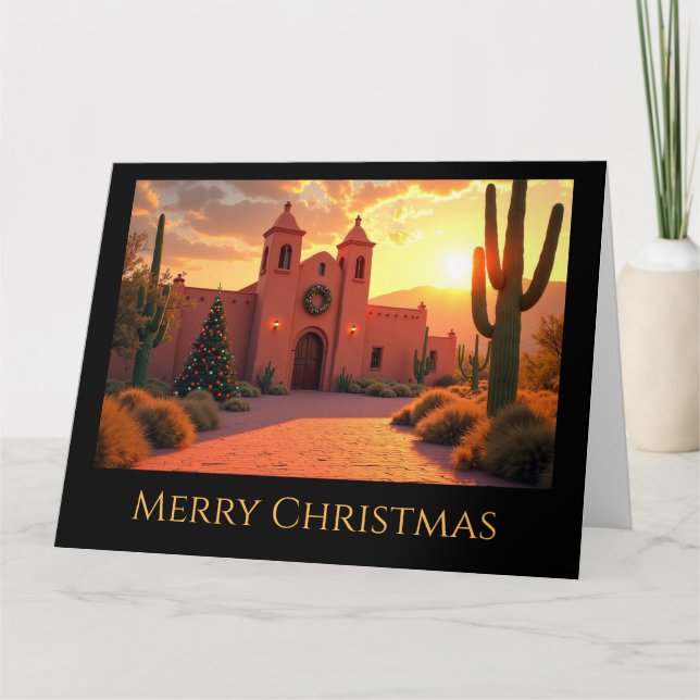 Katholische Kirche in der Wüste an Weihnachten Karte (Vorderseite)