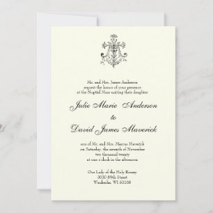 Katholische klassische Elegante Hochzeit Einladung