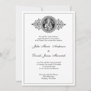 Katholische klassische elegante religiöse Hochzeit Einladung