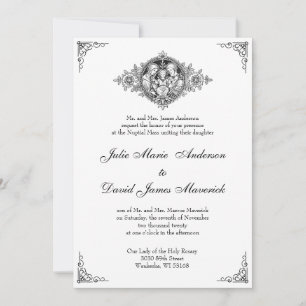 Katholische klassische elegante religiöse Hochzeit Einladung