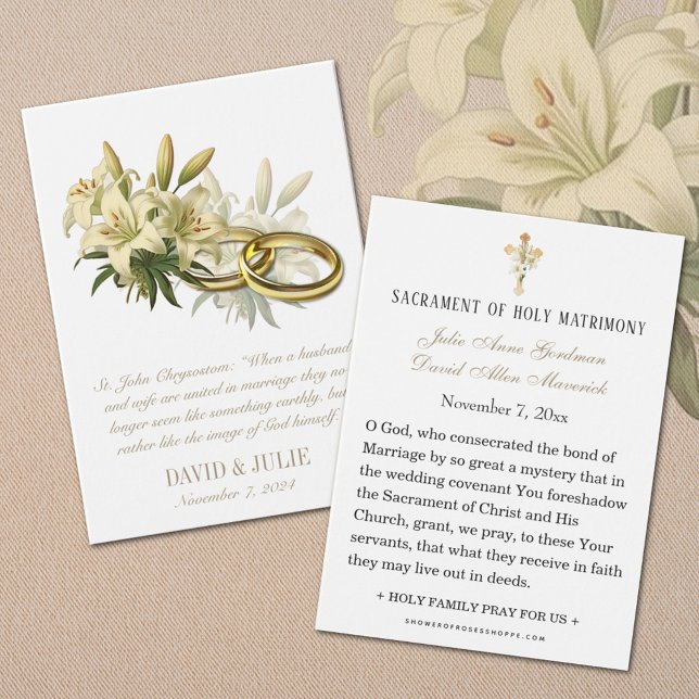 Katholische Lily Rings Wedding Holy Card (Von Creator hochgeladen)